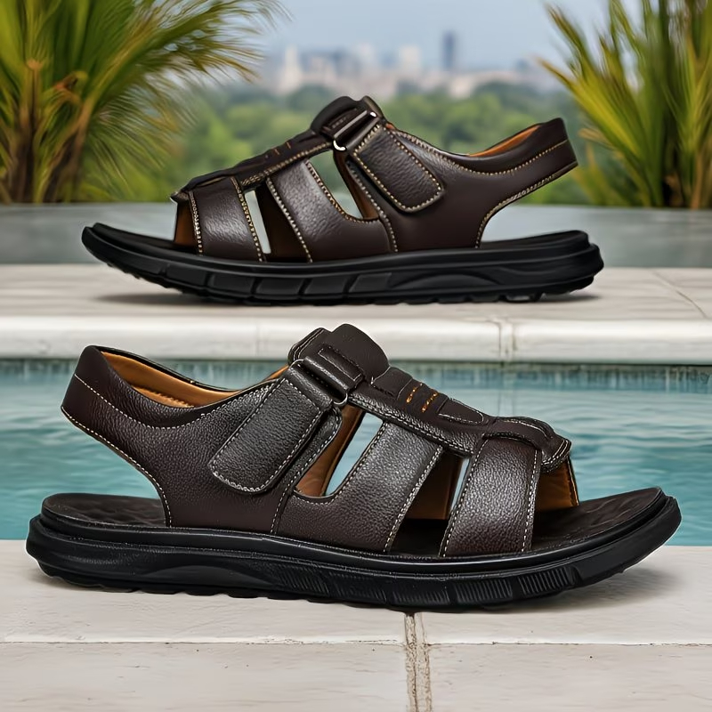 Men's Wide Fit PU Mule Slippers