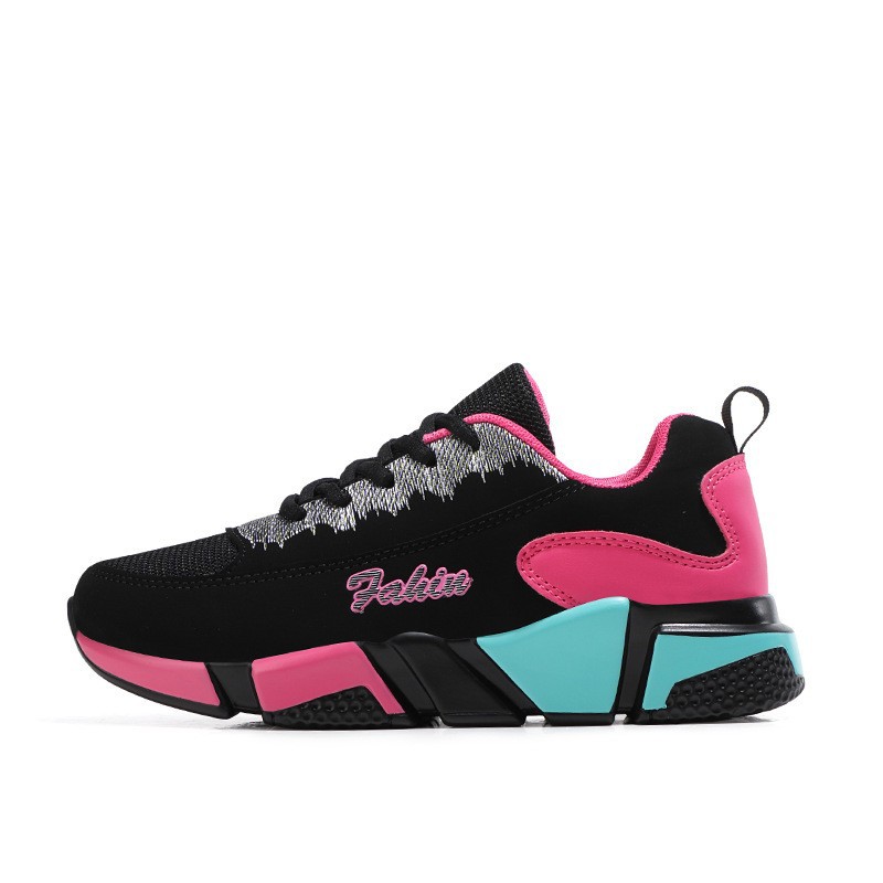 Mesh Sport Shoes Ladies Multicolor Block Cushion Casual Sneakers