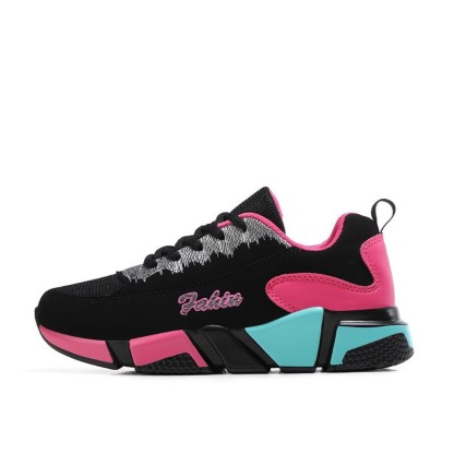 Mesh Sport Shoes Ladies Multicolor Block Cushion Casual Sneakers