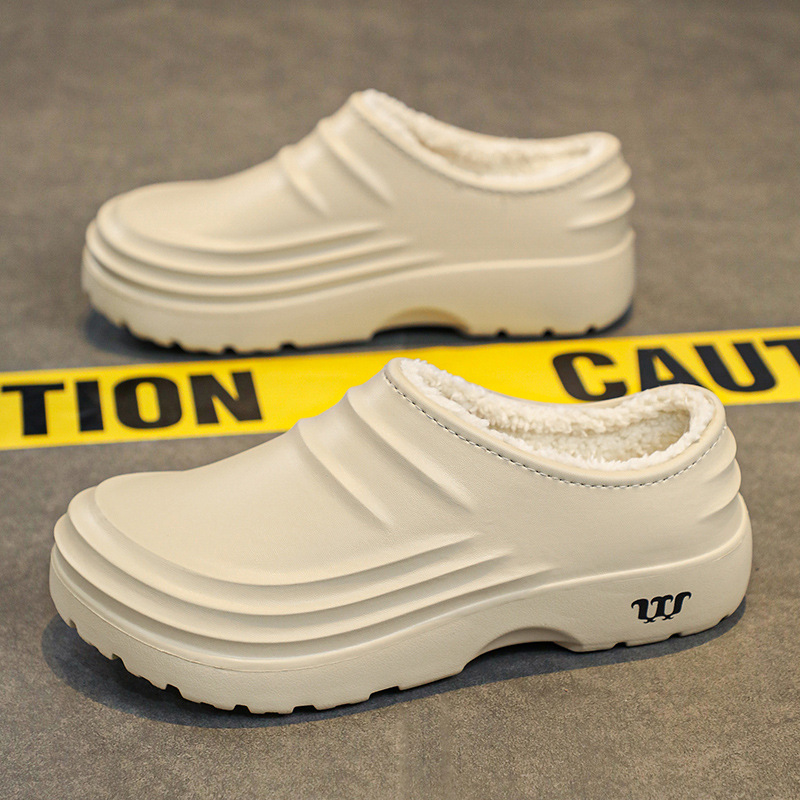 Plush Fleece Lining Rugged Non‑Slip Winter Slip‑On Shoes