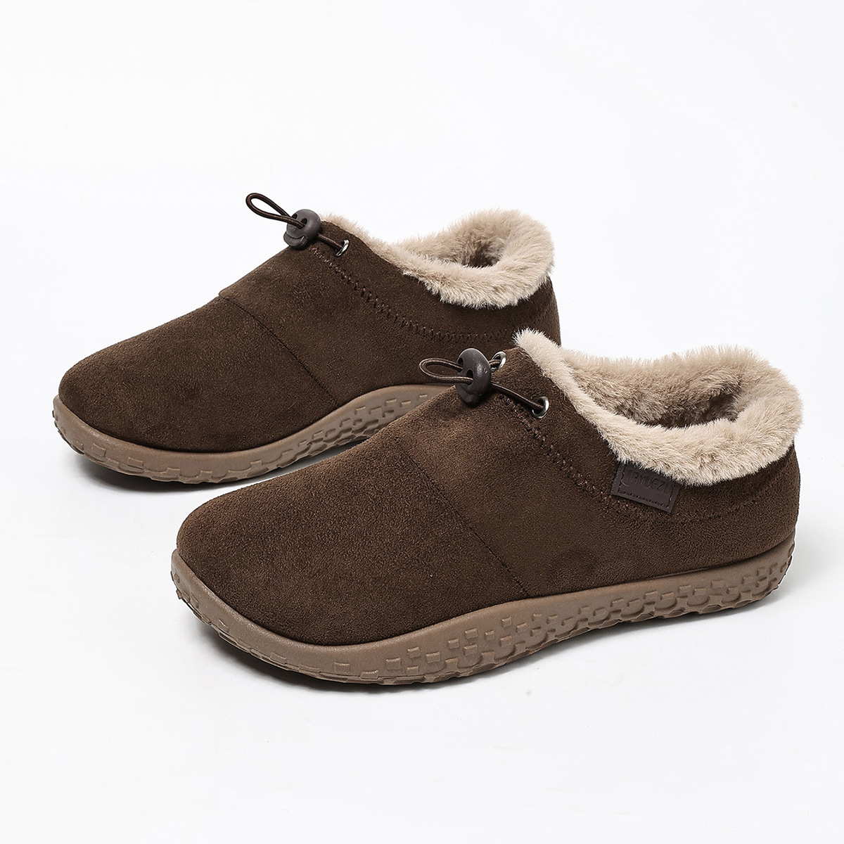 Warm Plush Lined Women’s Winter Shoes, Non-Slip Sole Suede Low-Cut Snow Booties for Daily Outdoor