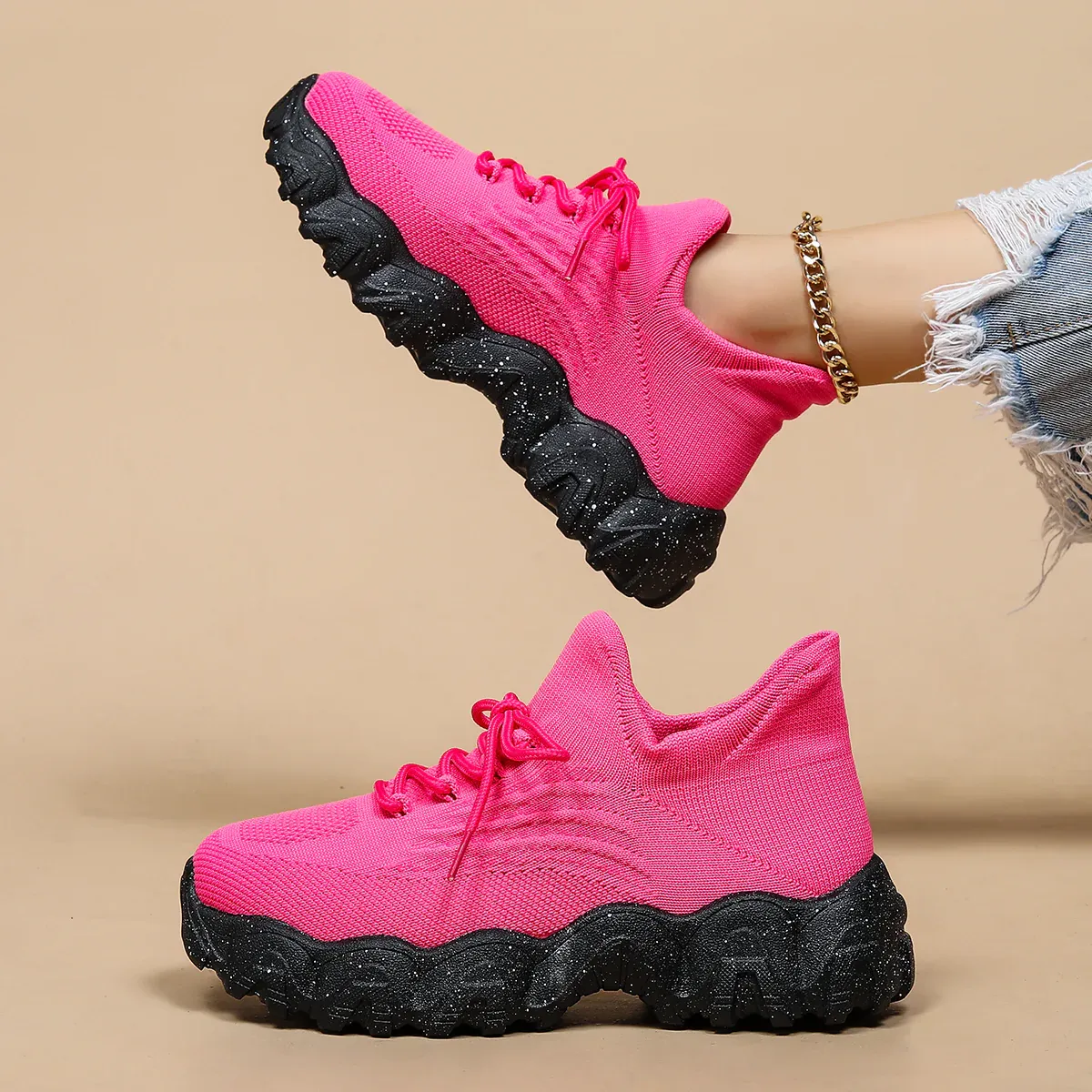 Breathable Fly-Knit Socks Women's Sports Shoes