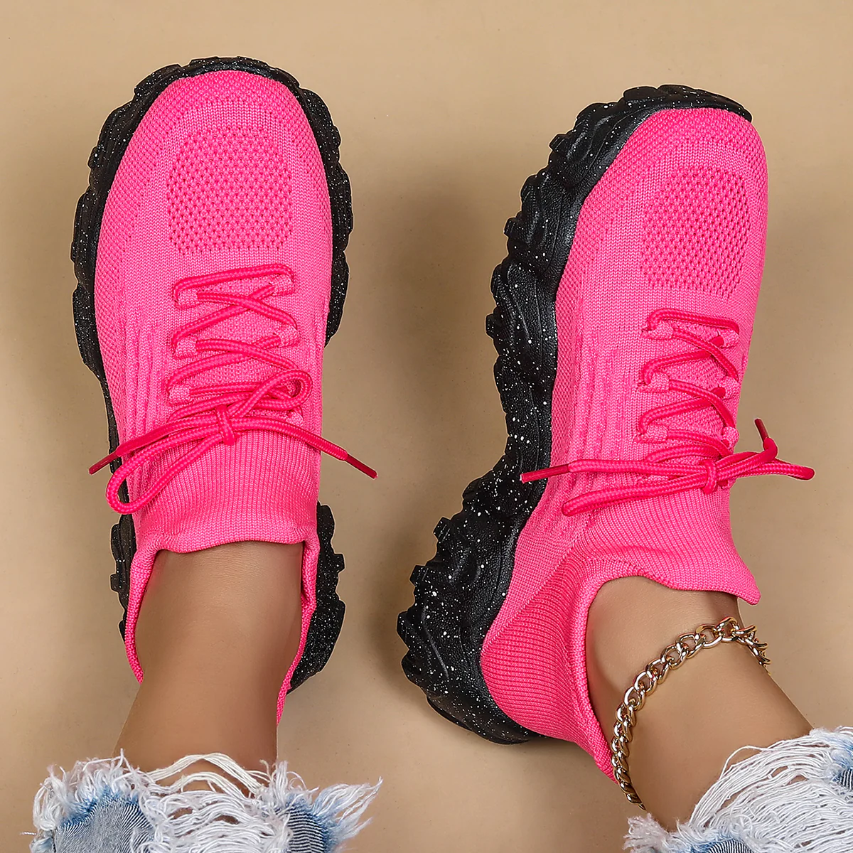 Breathable Fly-Knit Socks Women's Sports Shoes