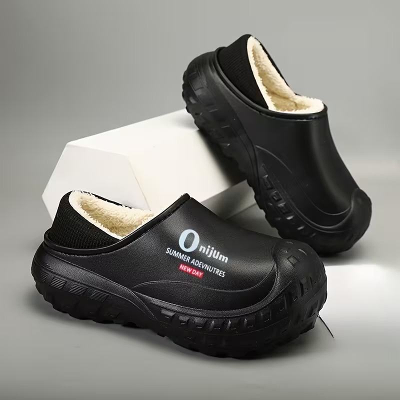 Plush Fleece Lining Rugged Non‑Slip Winter Slip‑On Shoes