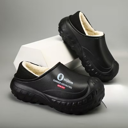 Plush Fleece Lining Rugged Non‑Slip Winter Slip‑On Shoes