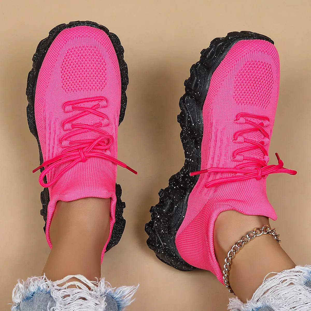 Breathable Fly-Knit Socks Women's Sports Shoes