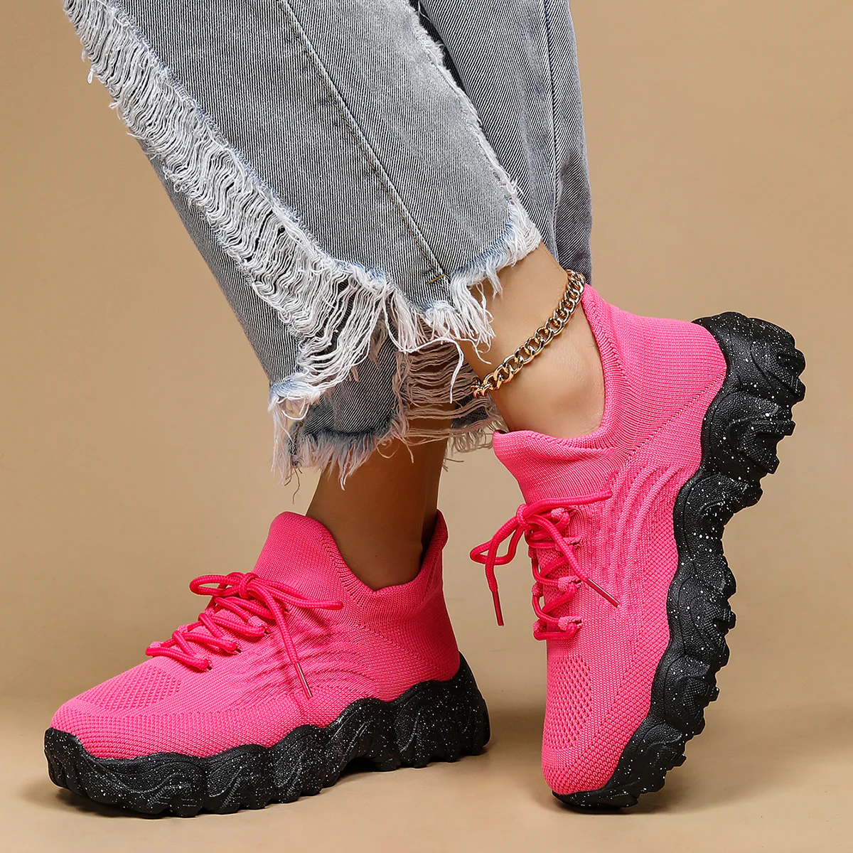 Breathable Fly-Knit Socks Women's Sports Shoes
