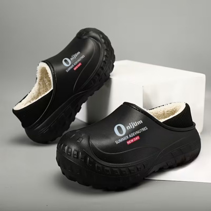 Plush Fleece Lining Rugged Non‑Slip Winter Slip‑On Shoes