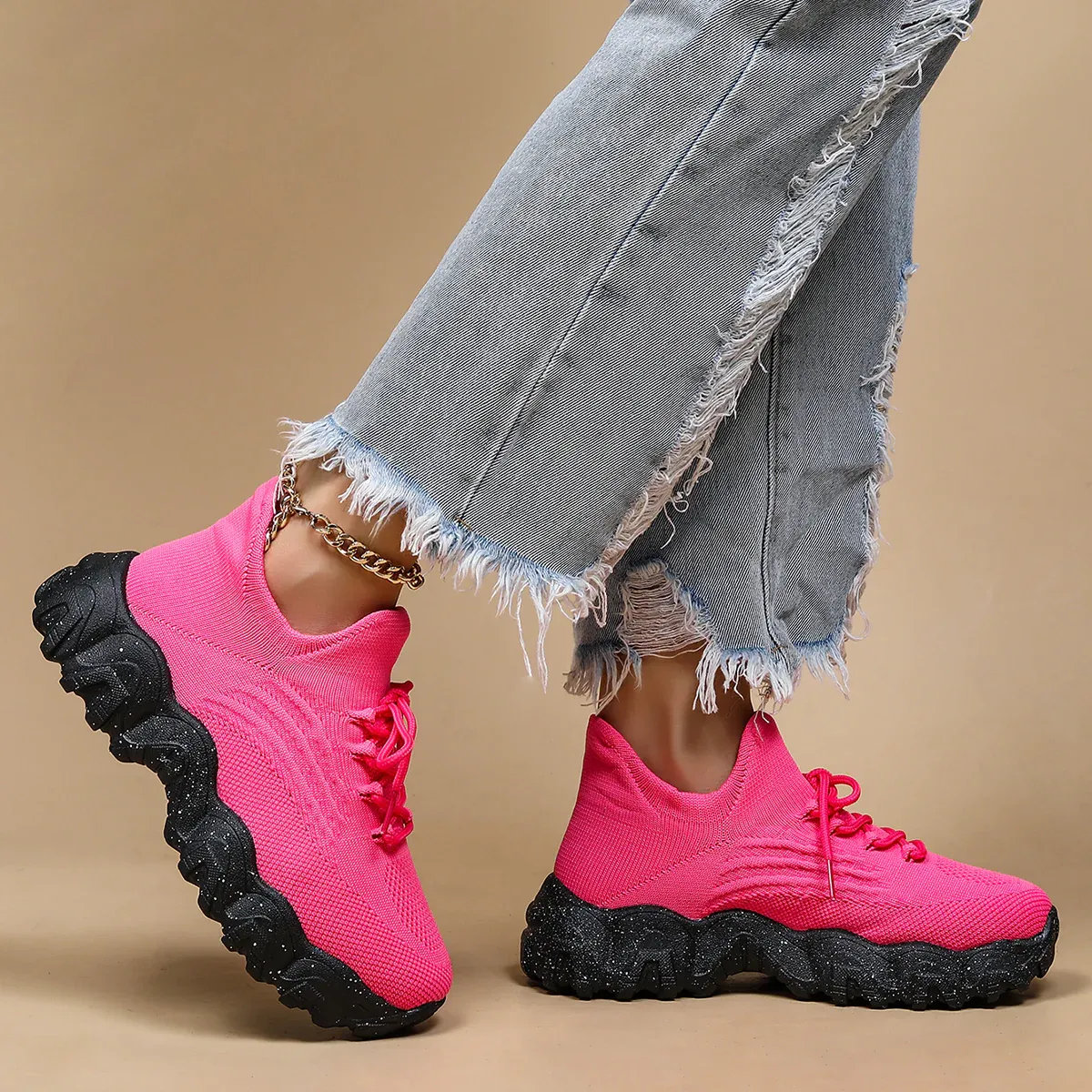 Breathable Fly-Knit Socks Women's Sports Shoes