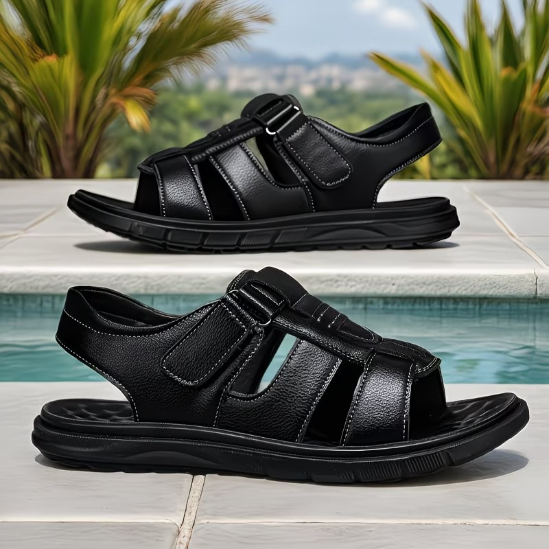 Men's Wide Fit PU Mule Slippers