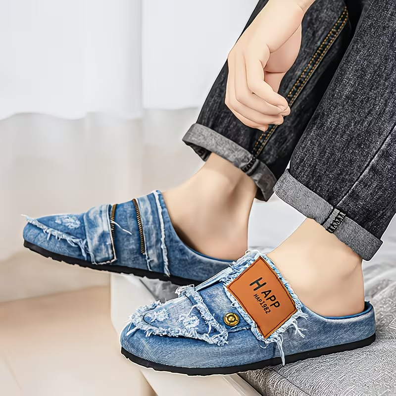 Men's Breathable And Comfortable denim slippers