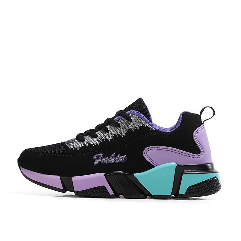 Mesh Sport Shoes Ladies Multicolor Block Cushion Casual Sneakers