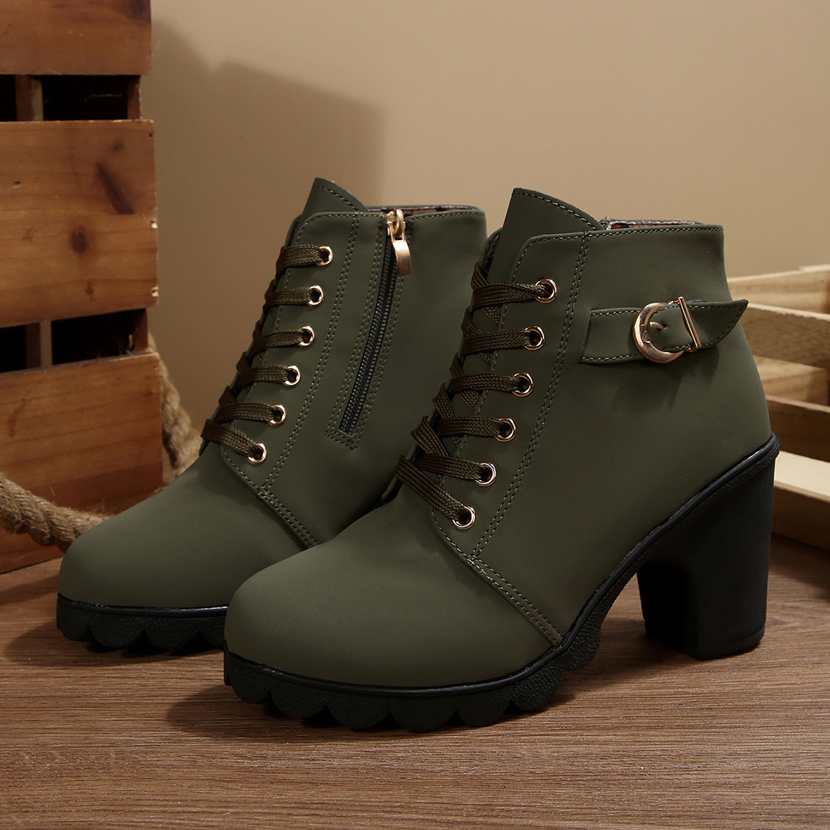 Women’s Chunky High Heel Ankle Booties