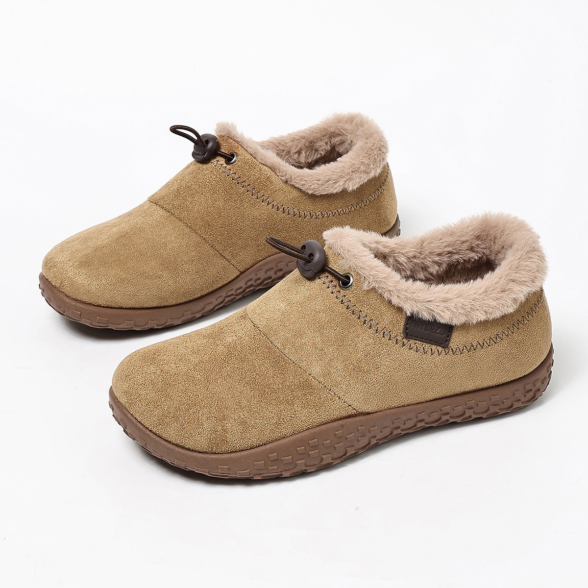 Warm Plush Lined Women’s Winter Shoes, Non-Slip Sole Suede Low-Cut Snow Booties for Daily Outdoor