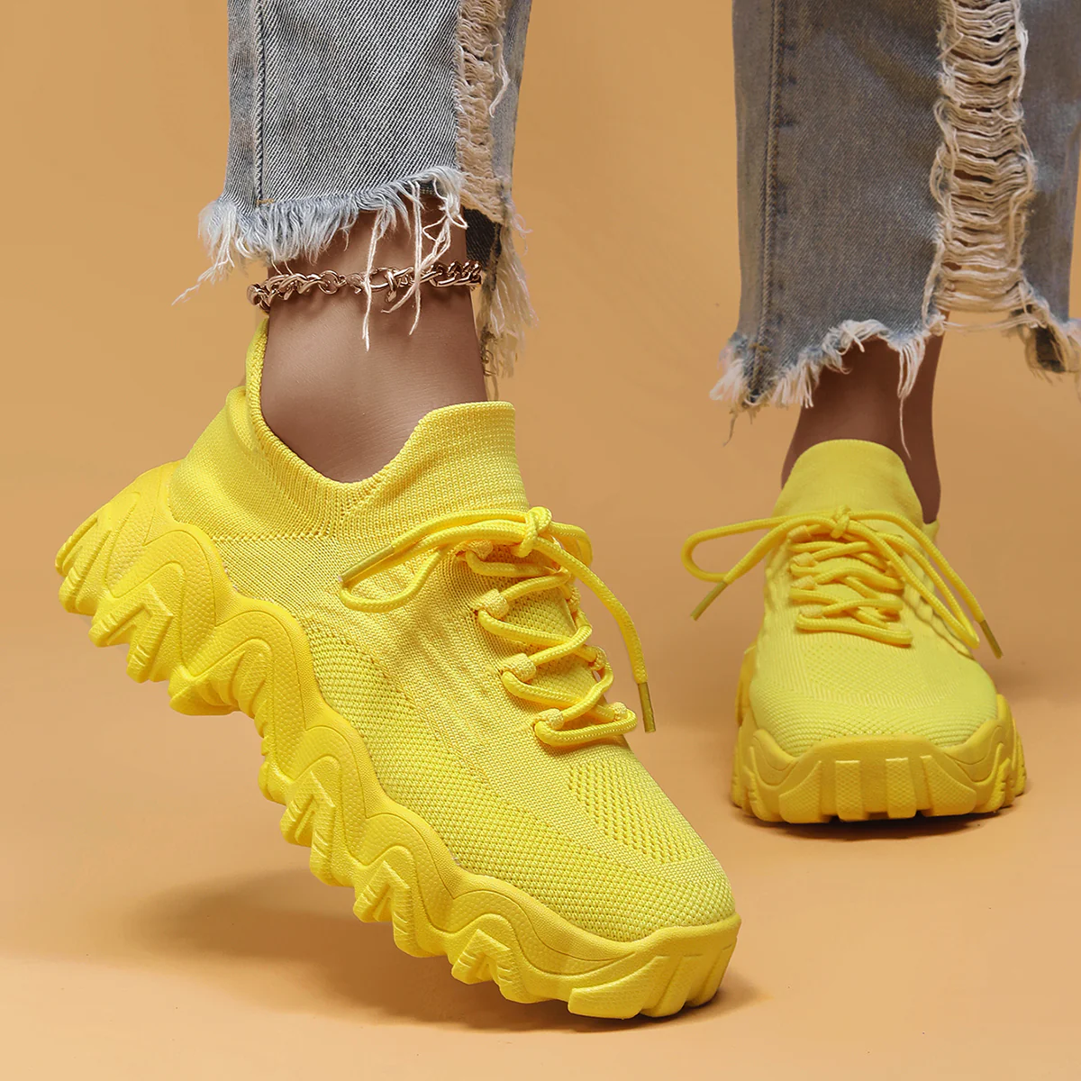 Breathable Fly-Knit Socks Women's Sports Shoes