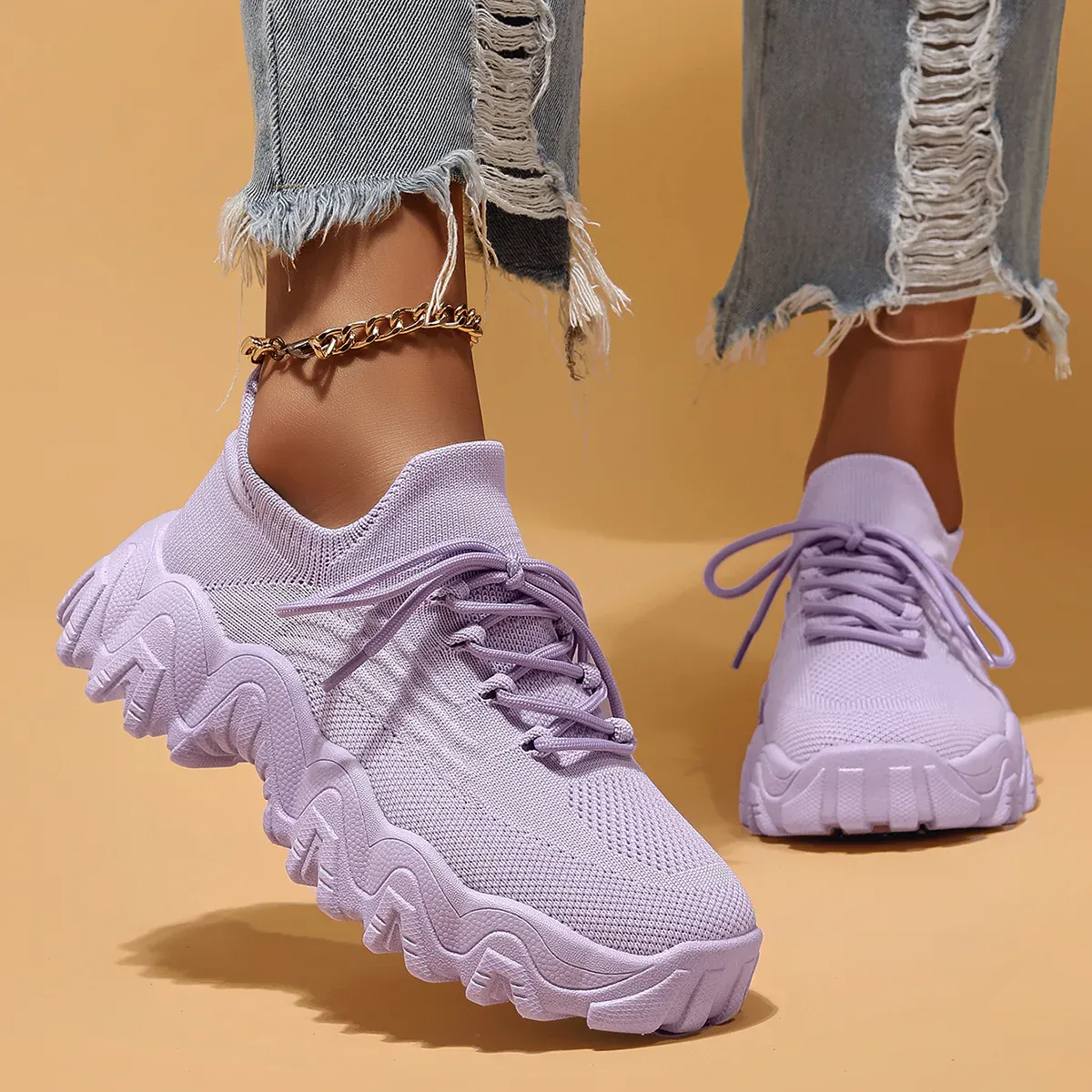 Breathable Fly-Knit Socks Women's Sports Shoes