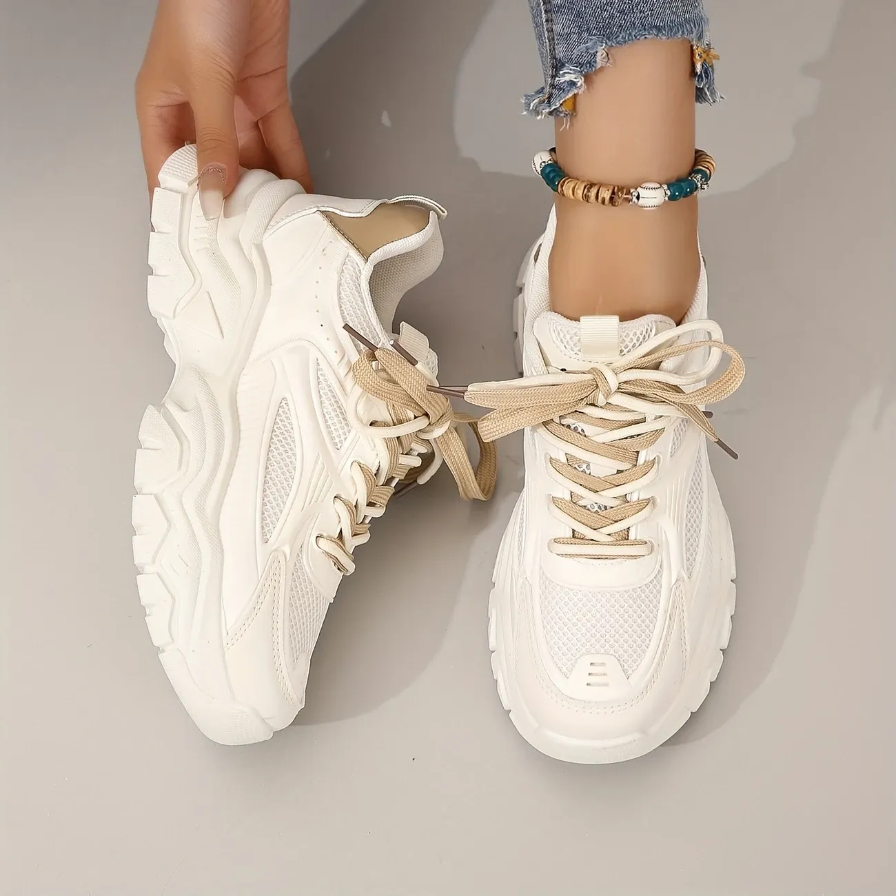 Womens Lightweight Platform Mesh Sneakers