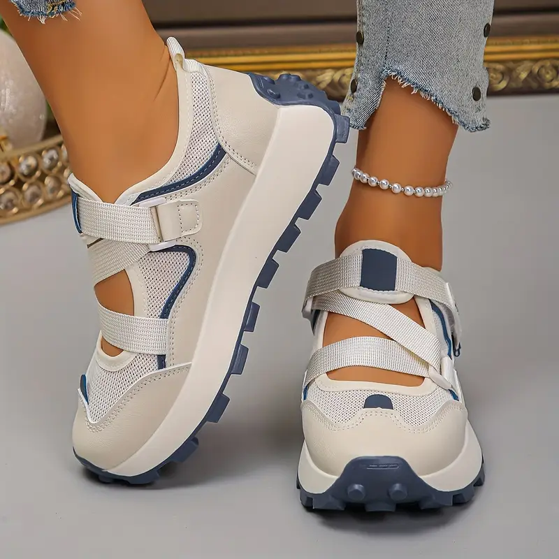 Women'S Breathable Mesh Adjustable Hook-and-Loop Straps Slip-On Sneakers