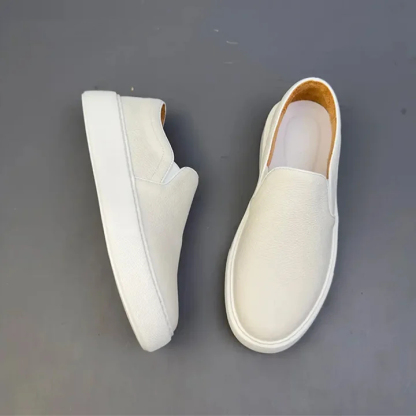 Retro Genuine Leather Breathable Soft Leather Casual Men's White Sneakers