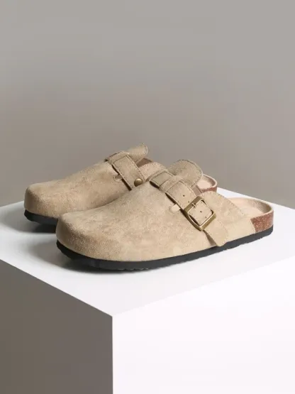Women's Platform Slippers Round Toe Square Buckle