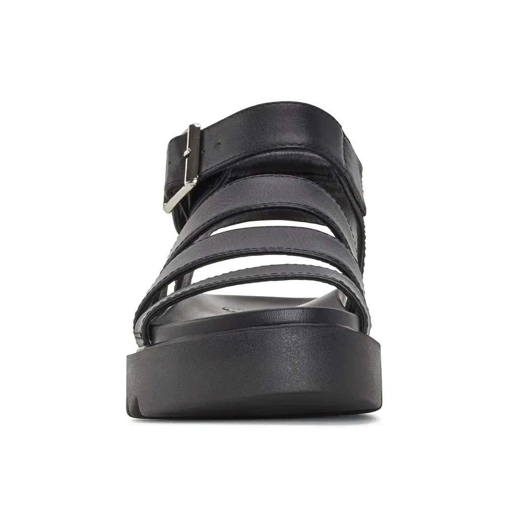 Women's Solid Color Buckle Platform Sandals