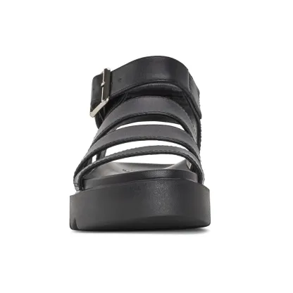 Women's Solid Color Buckle Platform Sandals