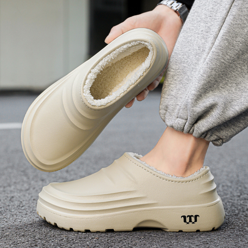 Plush Fleece Lining Rugged Non‑Slip Winter Slip‑On Shoes
