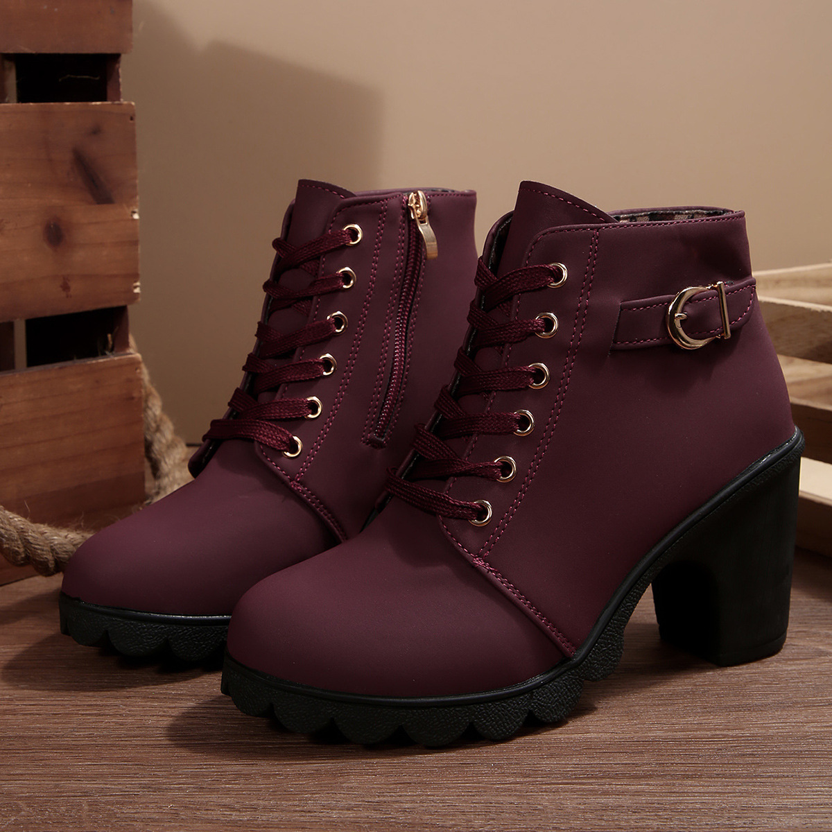Women’s Chunky High Heel Ankle Booties