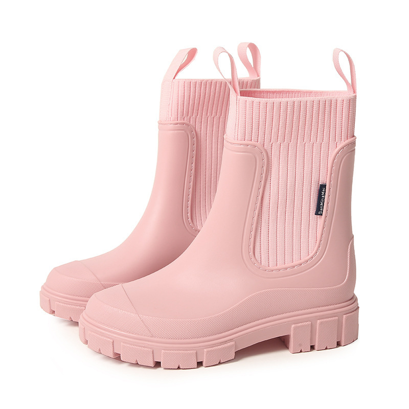 Stylish Waterproof Chelsea Ankle Boots for Women, Knit Stretch Panel & Rugged Block Sole