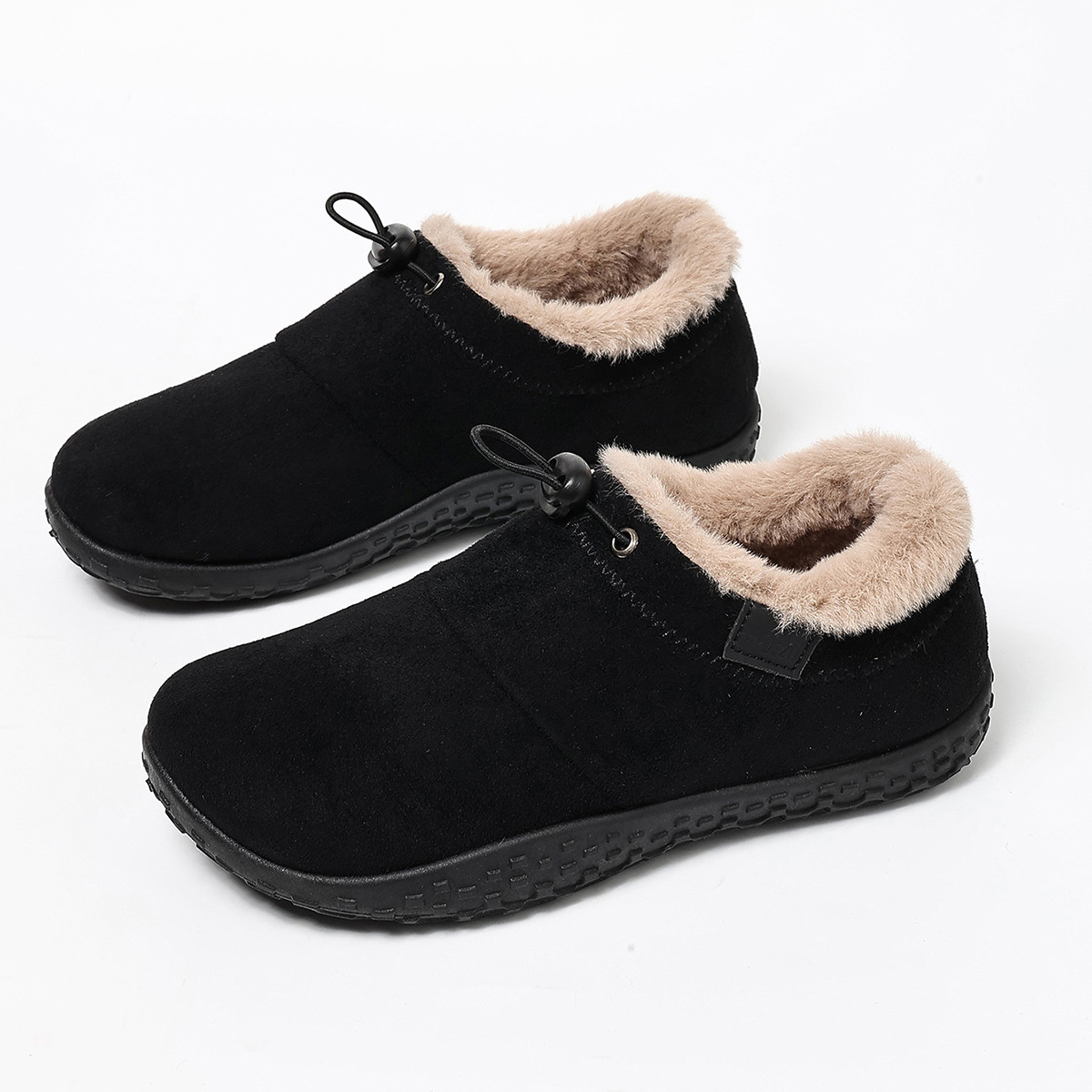 Warm Plush Lined Women’s Winter Shoes, Non-Slip Sole Suede Low-Cut Snow Booties for Daily Outdoor