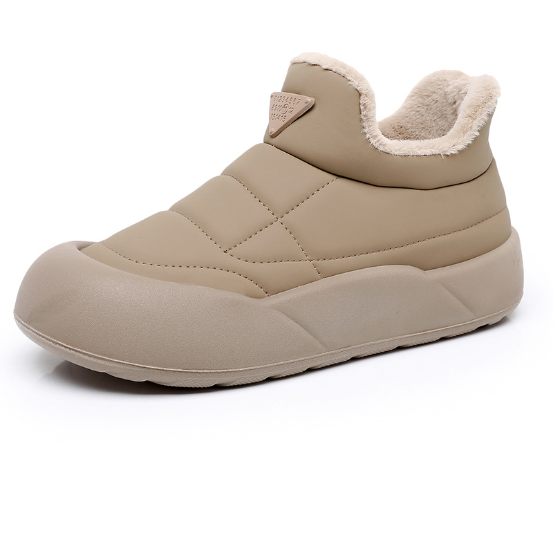 Women's Fleece-Lined Ankle Boots Slip-On Thick Rubber Sole Waterproof Winter Warm Non-Slip