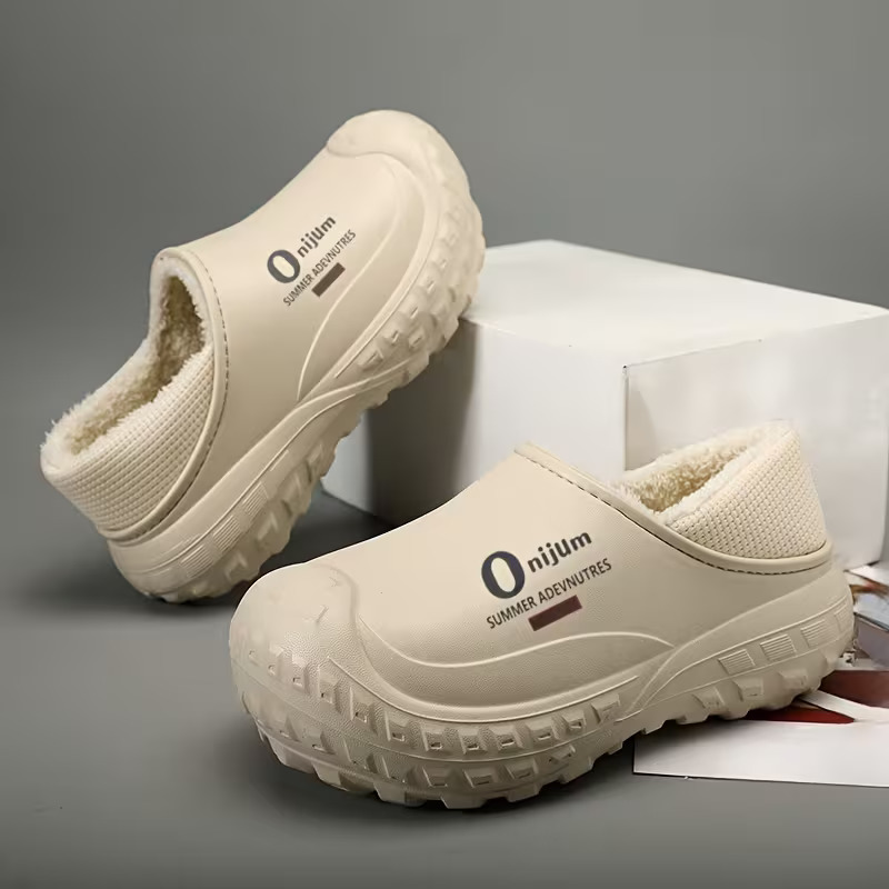 Plush Fleece Lining Rugged Non‑Slip Winter Slip‑On Shoes
