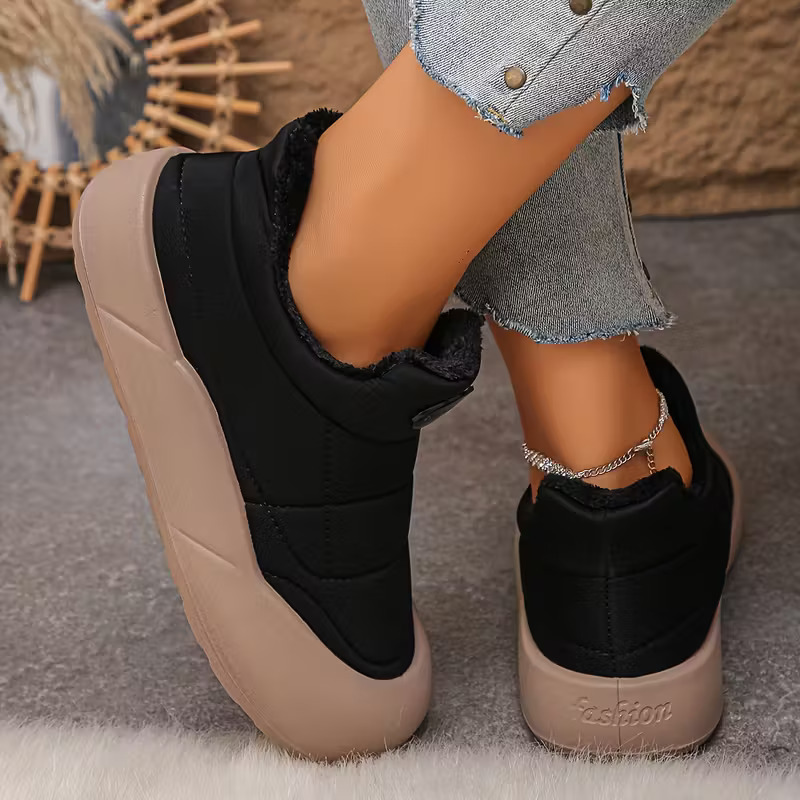 Women's Fleece-Lined Ankle Boots Slip-On Thick Rubber Sole Waterproof Winter Warm Non-Slip