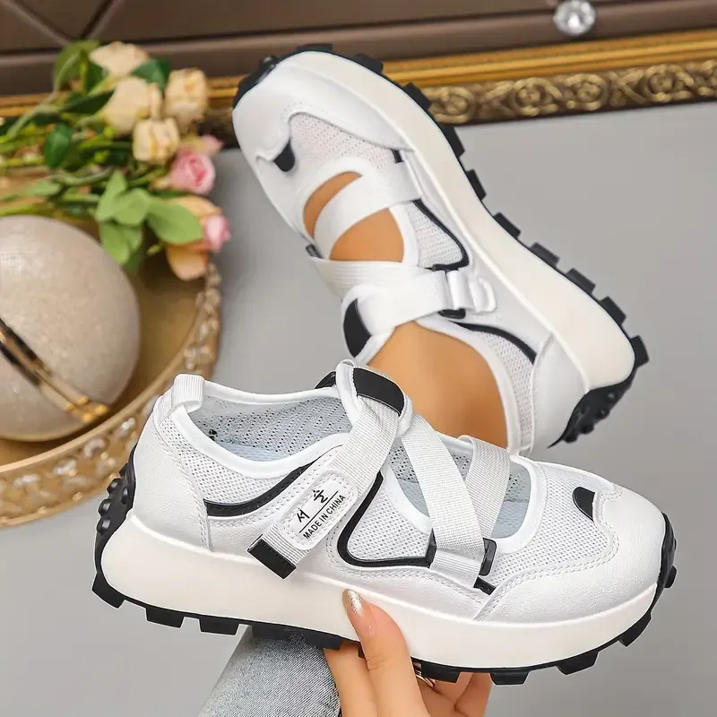 Women'S Breathable Mesh Adjustable Hook-and-Loop Straps Slip-On Sneakers