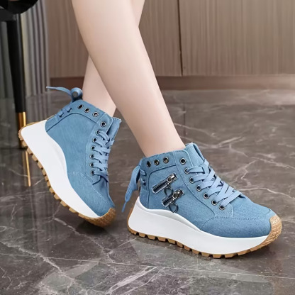 Women's All-Day Comfort Arch Support Cushioned Platform Wedge Heel High Sneakers