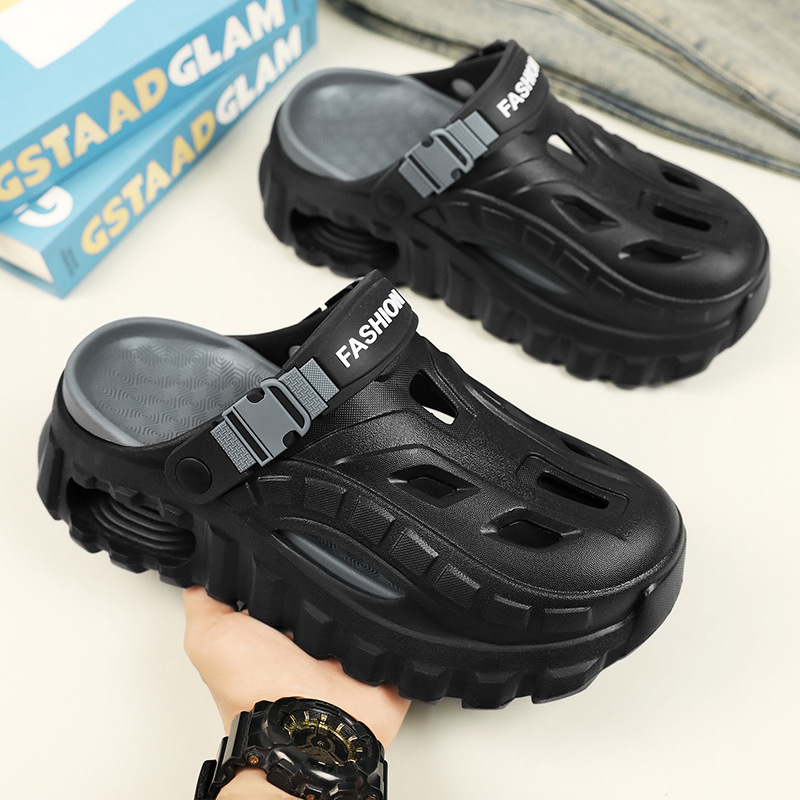 Men's Summer Slippers Outdoor Driving Dual Use Closed Toe CoolHollow Shoes