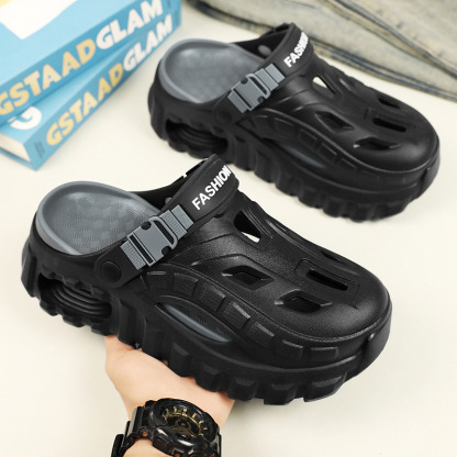 Men's Summer Slippers Outdoor Driving Dual Use Closed Toe CoolHollow Shoes