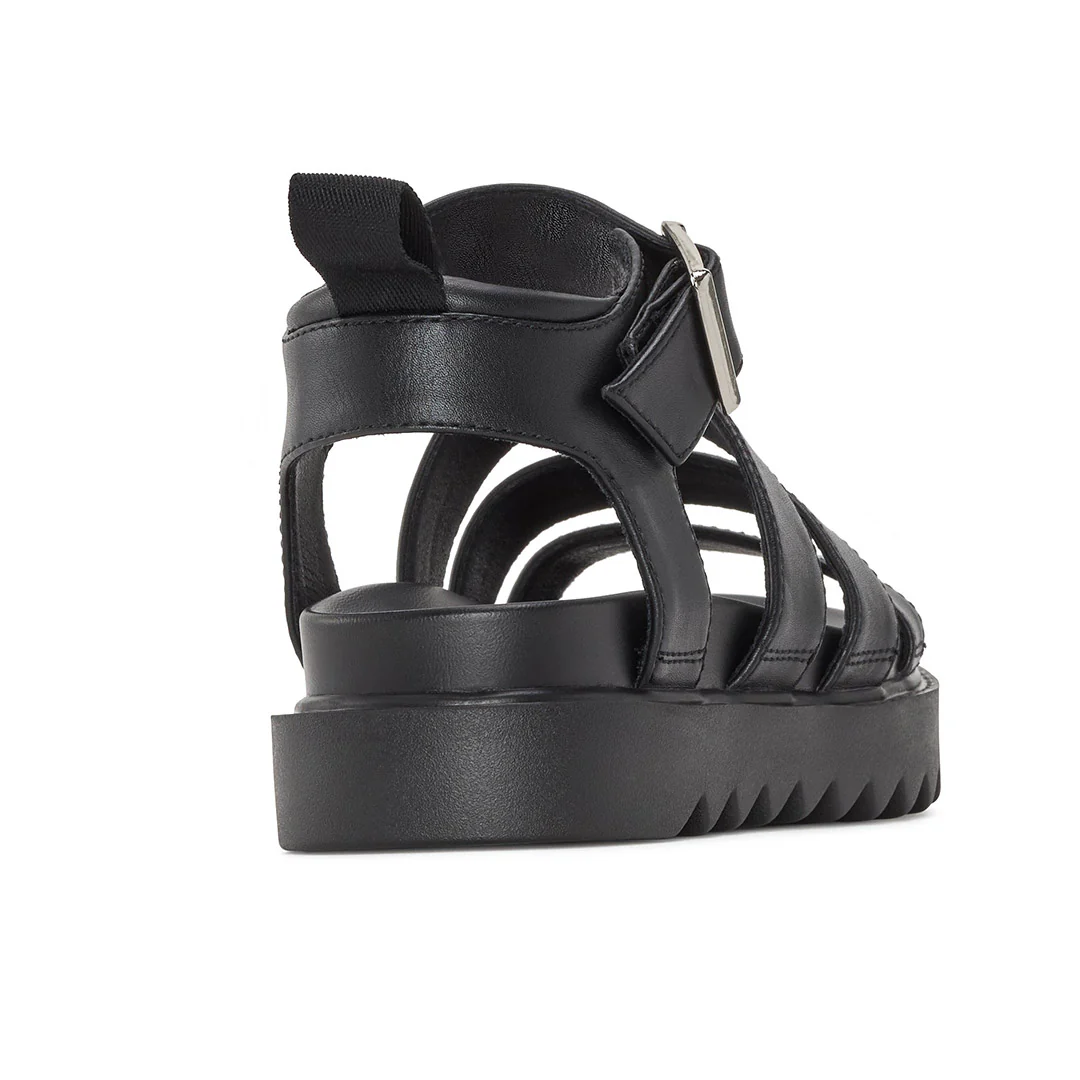 Women's Solid Color Buckle Platform Sandals