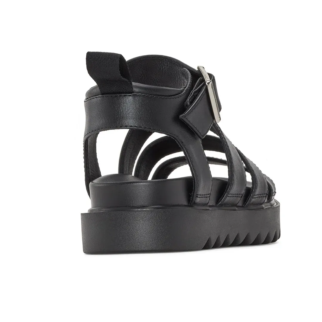 Women's Solid Color Buckle Platform Sandals