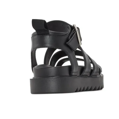 Women's Solid Color Buckle Platform Sandals