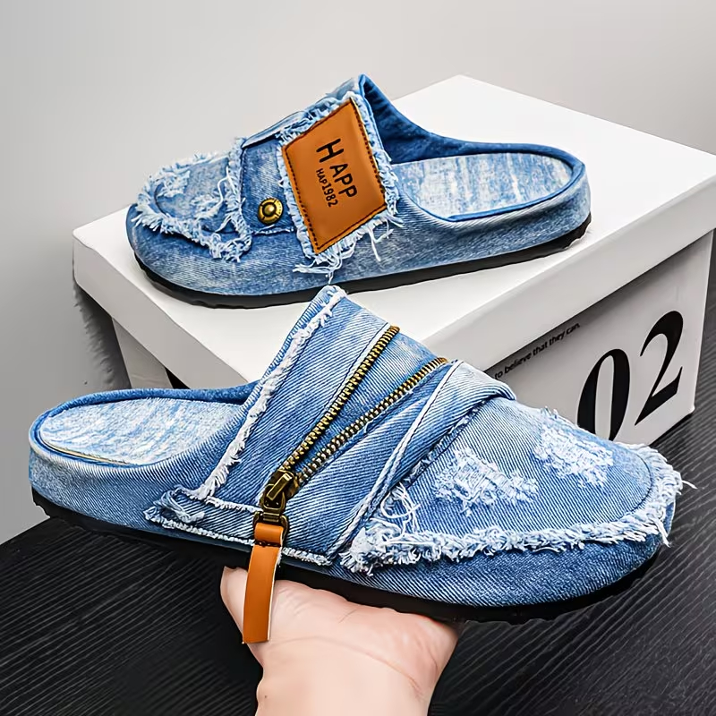 Men's Breathable And Comfortable denim slippers