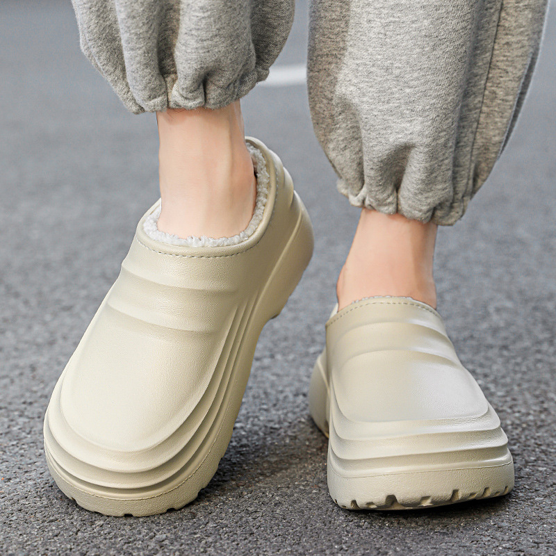 Plush Fleece Lining Rugged Non‑Slip Winter Slip‑On Shoes