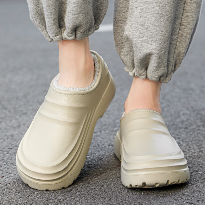 Plush Fleece Lining Rugged Non‑Slip Winter Slip‑On Shoes