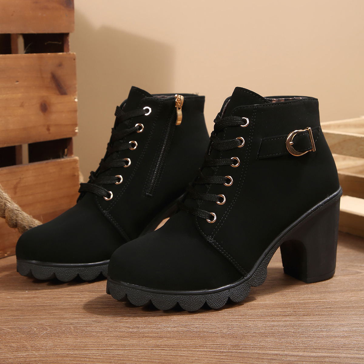 Women’s Chunky High Heel Ankle Booties
