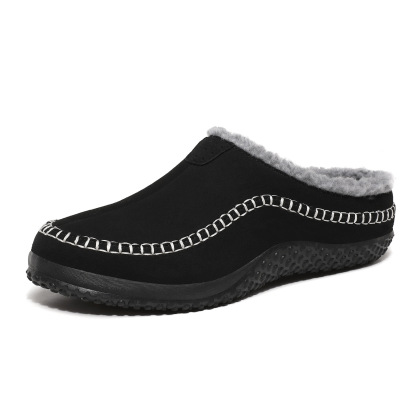 🔥🚀 hot sale limited stock mens daily non slip warm plush wide toe slip on loafers slippers