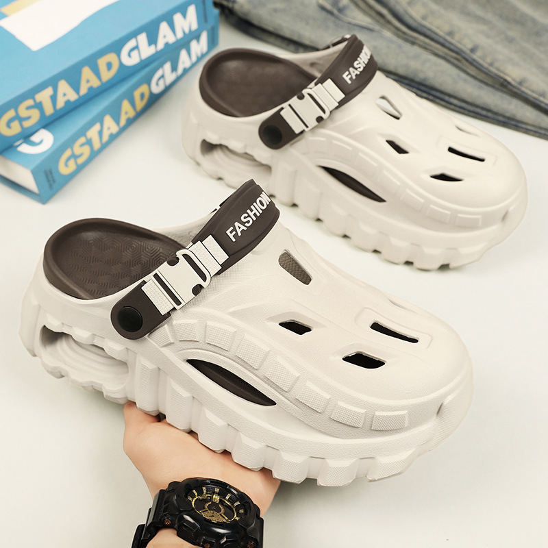 Men's Summer Slippers Outdoor Driving Dual Use Closed Toe CoolHollow Shoes