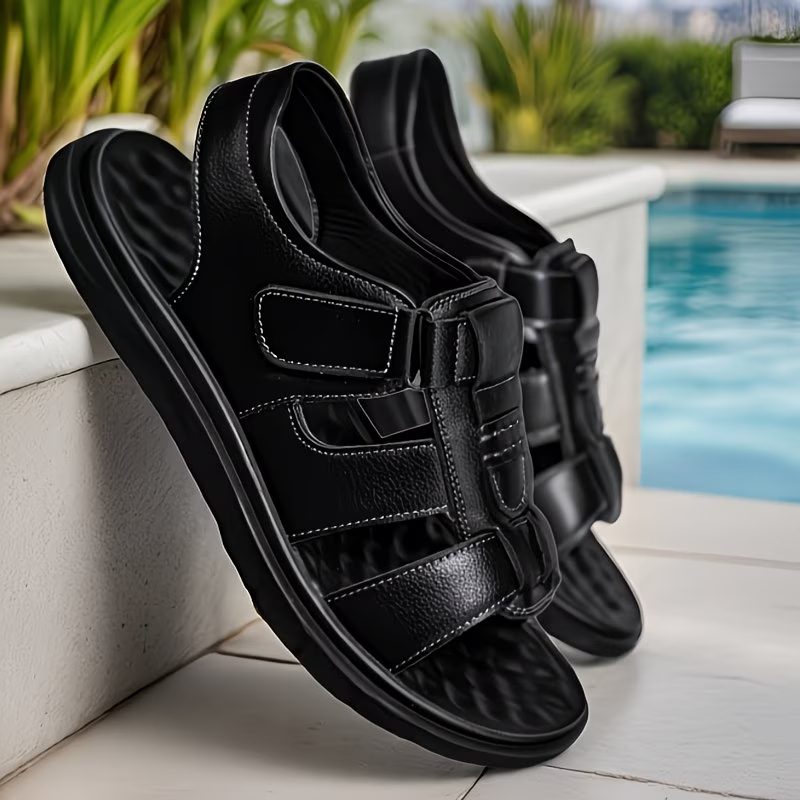 Men's Wide Fit PU Mule Slippers