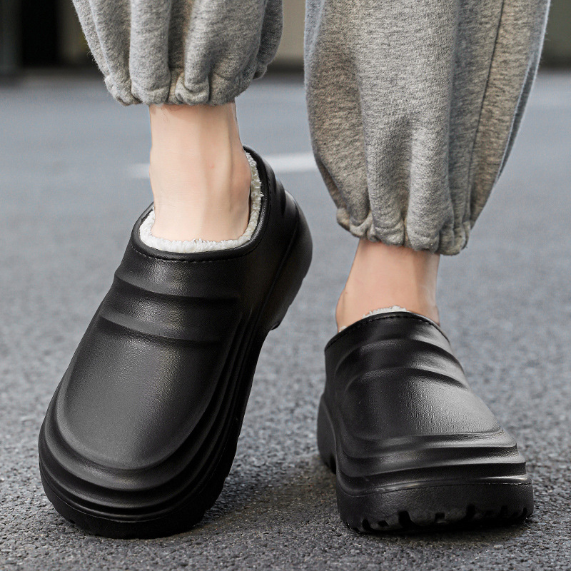 Plush Fleece Lining Rugged Non‑Slip Winter Slip‑On Shoes
