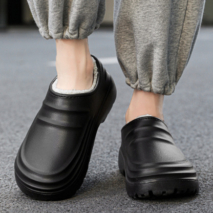 Plush Fleece Lining Rugged Non‑Slip Winter Slip‑On Shoes