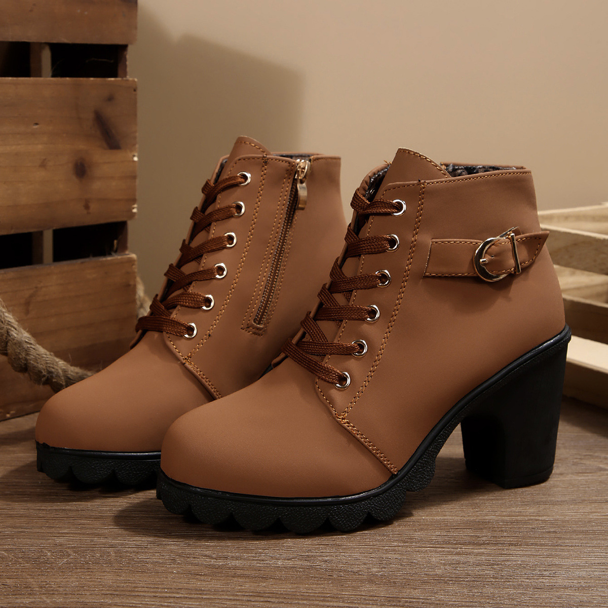 Women’s Chunky High Heel Ankle Booties